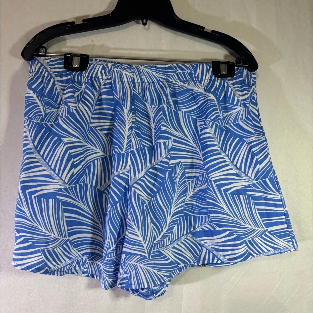 Shade & Shore High Waist Blue Leaf Print Shorts